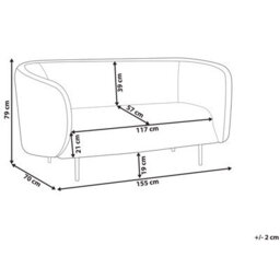 Beliani Sofa 2 Seater Loen Velvet Orange - thumbnail 3