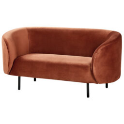 Beliani Sofa 2 Seater Loen Velvet Orange - thumbnail 5