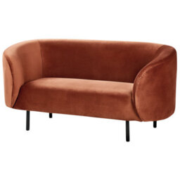 Beliani Sofa 2 Seater Loen Velvet Orange - thumbnail 4