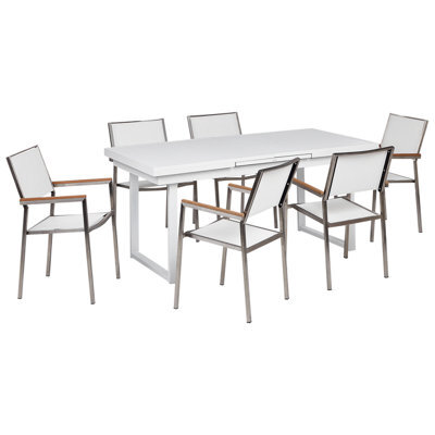 Beliani Garden Dining Set 6 Seater Valcanetto/grosseto Metal White - image 1