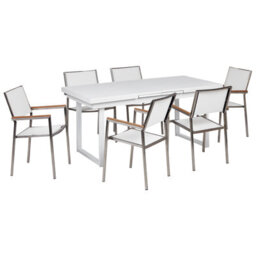 Beliani Garden Dining Set 6 Seater Valcanetto/grosseto Metal White - thumbnail 1