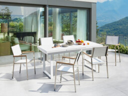 Beliani Garden Dining Set 6 Seater Valcanetto/grosseto Metal White - thumbnail 2