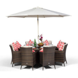 That's Furniture Savannah Round 8 Seater Rattan Patio Dining Set - Brown
