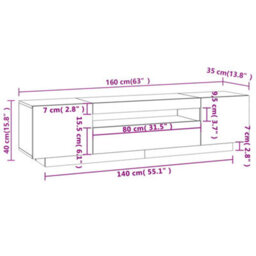 Vidaxl Tv Cabinet With Led Lights Sonoma Oak 160X35X40 Cm - thumbnail 3
