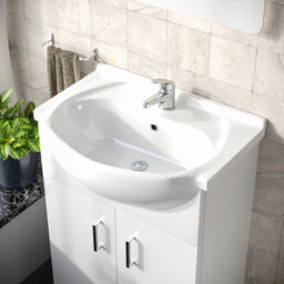 Nes Home 550mm White Vanity Basin Cabinet Mdf & Ceramic Closed Coupled Toilet - thumbnail 5