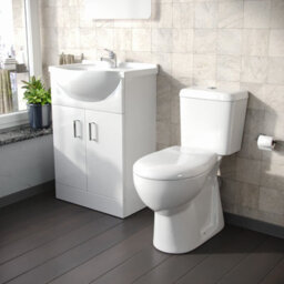 Nes Home 550mm White Vanity Basin Cabinet Mdf & Ceramic Closed Coupled Toilet - thumbnail 4