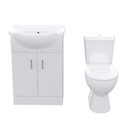 Nes Home 550mm White Vanity Basin Cabinet Mdf & Ceramic Closed Coupled Toilet - thumbnail 7