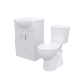 Nes Home 550mm White Vanity Basin Cabinet Mdf & Ceramic Closed Coupled Toilet - thumbnail 6