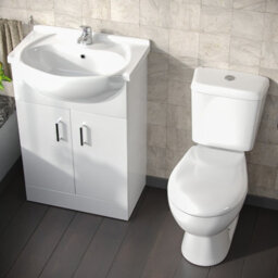 Nes Home 550mm White Vanity Basin Cabinet Mdf & Ceramic Closed Coupled Toilet - thumbnail 3