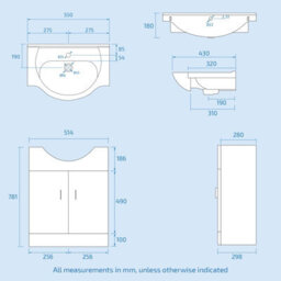 Nes Home 550mm White Vanity Basin Cabinet Mdf & Ceramic Closed Coupled Toilet - thumbnail 8