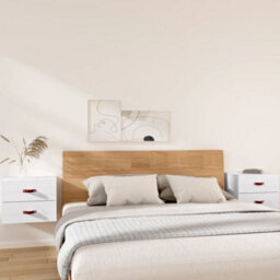 Berkfield Elegant Wall-Mounted Bedside Cabinets 2 Pcs White 50X36X40 Cm - thumbnail 2