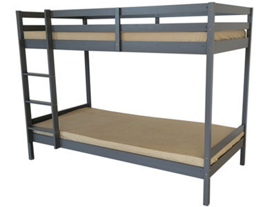 Mattress Guru Mecor Wooden Bunk Bed Frame In Grey, Kids Bedroom Furniture, Scandinavian Style, 2X Single 3Ft (90Cm) Beds With Sturdy Ladder - image 1