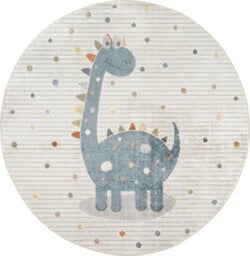 Livabliss Round Lillian-Kids Beige Blue Orange Grey Washable Rug For Children's Rooms 160 X 160 Cm Easy Care, Non Shedding - thumbnail 1