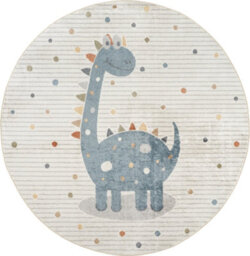 Livabliss Round Lillian-Kids Beige Blue Orange Grey Washable Rug For Children's Rooms 160 X 160 Cm Easy Care, Non Shedding