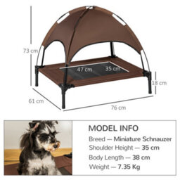 Pawhut 76Cm Elevated Dog Bed Cooling Raised Pet Cot Uv Protection Canopy Brown - thumbnail 3