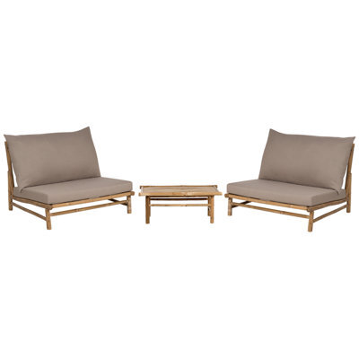 Beliani Garden Lounge Set With Table 2 Seater Todi Bamboo Taupe - image 1