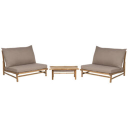 Beliani Garden Lounge Set With Table 2 Seater Todi Bamboo Taupe
