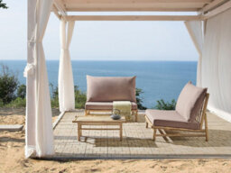 Beliani Garden Lounge Set With Table 2 Seater Todi Bamboo Taupe - thumbnail 2