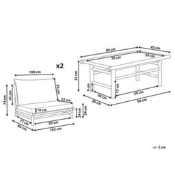 Beliani Garden Lounge Set With Table 2 Seater Todi Bamboo Taupe - thumbnail 3