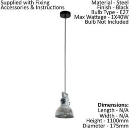 Industrial Ceiling Pendant Light With Matching Wall Lights In Raw Steel Finish - thumbnail 2