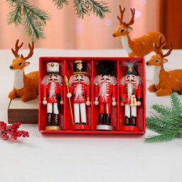 Amorly 4Pcs Mini Nutcracker Christmas Ornaments, Red Wooden Soldier Nutcracker Hanging Decorations For Xmas Tree Home Decor - thumbnail 8