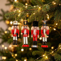 Amorly 4Pcs Mini Nutcracker Christmas Ornaments, Red Wooden Soldier Nutcracker Hanging Decorations For Xmas Tree Home Decor - thumbnail 1
