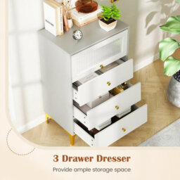 Costway 3 Drawer Dresser Modern Storage Cabinet W/ Flip Up Door Bedroom Chest Of Drawers - thumbnail 3