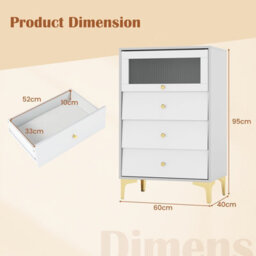 Costway 3 Drawer Dresser Modern Storage Cabinet W/ Flip Up Door Bedroom Chest Of Drawers - thumbnail 2