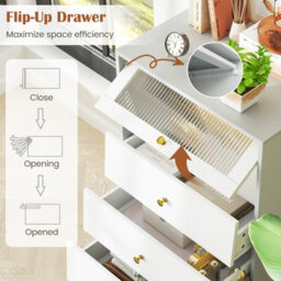 Costway 3 Drawer Dresser Modern Storage Cabinet W/ Flip Up Door Bedroom Chest Of Drawers - thumbnail 4