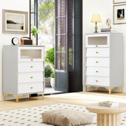 Costway 3 Drawer Dresser Modern Storage Cabinet W/ Flip Up Door Bedroom Chest Of Drawers - thumbnail 8