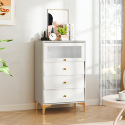 Costway 3 Drawer Dresser Modern Storage Cabinet W/ Flip Up Door Bedroom Chest Of Drawers - thumbnail 9