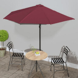 Berkfield Balcony Parasol With Aluminium Pole Bordeaux Red 300X150X253 Cm Half - thumbnail 1