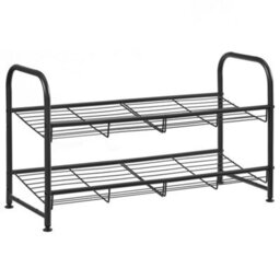 LEDREM Shoe Rack, 2-Tier Stackable Shoe Storage Shelf, Metal Shoe Organiser With Adjustable Flat Or Angled Shelves,black - thumbnail 3