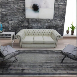 Chesterfield 3 Seater Sofa Settee Charles Cream Linen Fabric In Classic Style - thumbnail 6