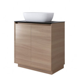 Plum&clay Matterhorn Oak Floor Standing Bathroom Vanity Unit With Black Countertop (W)750mm (H)850mm - thumbnail 2