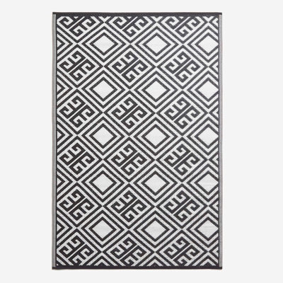 Homescapes Luxury Outdoor Rug Waterproof Reversible For Garden, 120 X 186 Cm, Black & White, 100% Recycled, Geometric - image 1