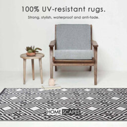 Homescapes Luxury Outdoor Rug Waterproof Reversible For Garden, 120 X 186 Cm, Black & White, 100% Recycled, Geometric - thumbnail 3