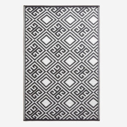 Homescapes Luxury Outdoor Rug Waterproof Reversible For Garden, 120 X 186 Cm, Black & White, 100% Recycled, Geometric