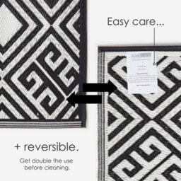 Homescapes Luxury Outdoor Rug Waterproof Reversible For Garden, 120 X 186 Cm, Black & White, 100% Recycled, Geometric - thumbnail 6
