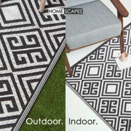 Homescapes Luxury Outdoor Rug Waterproof Reversible For Garden, 120 X 186 Cm, Black & White, 100% Recycled, Geometric - thumbnail 5