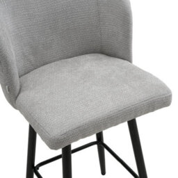 2Pcs Grey Chenille Bar Stools Kitchen Island Breakfast Bar Stools For Home Cafe - thumbnail 5