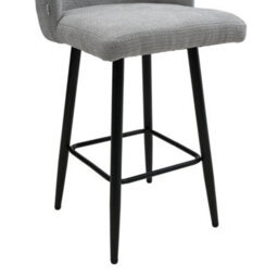 2Pcs Grey Chenille Bar Stools Kitchen Island Breakfast Bar Stools For Home Cafe - thumbnail 6