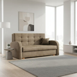 Living Room Sofa Bed Viva Gold Iii With Storage Container Wooden Frame And Legs 153X98X85Cm Beige - thumbnail 1
