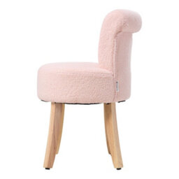Living And Home Modern Pink Teddy Fleece Vanity Stool With Rubberwood Legs, 43Cm W X 43.5Cm D X 70Cm H - thumbnail 2