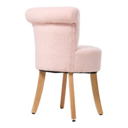 Living And Home Modern Pink Teddy Fleece Vanity Stool With Rubberwood Legs, 43Cm W X 43.5Cm D X 70Cm H - thumbnail 3