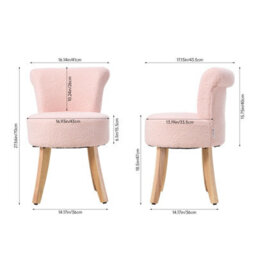 Living And Home Modern Pink Teddy Fleece Vanity Stool With Rubberwood Legs, 43Cm W X 43.5Cm D X 70Cm H - thumbnail 5