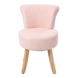 Living And Home Modern Pink Teddy Fleece Vanity Stool With Rubberwood Legs, 43Cm W X 43.5Cm D X 70Cm H - thumbnail 4