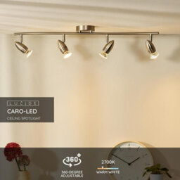 Lucide Caro-Led Modern Ceiling Spotlight Bar - Led - Gu10 - 4X5W 2700K - Satin Chrome - thumbnail 2