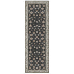 Black Bordered Floral Rug For Bedroom, & Living Room, 7mm Thick Stain-Resistant Traditional Rug - 120Cm X 170Cm - thumbnail 3