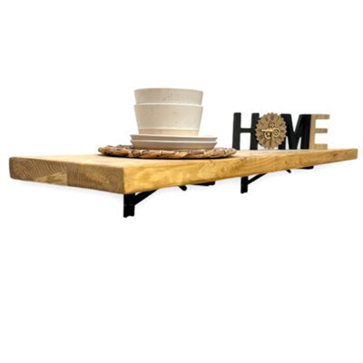 Mkgt Rustic Folding Wall Mounted Breakfast Bar Table - Solid Wood (Rustic Pine, 140 X 30Cm) - image 1